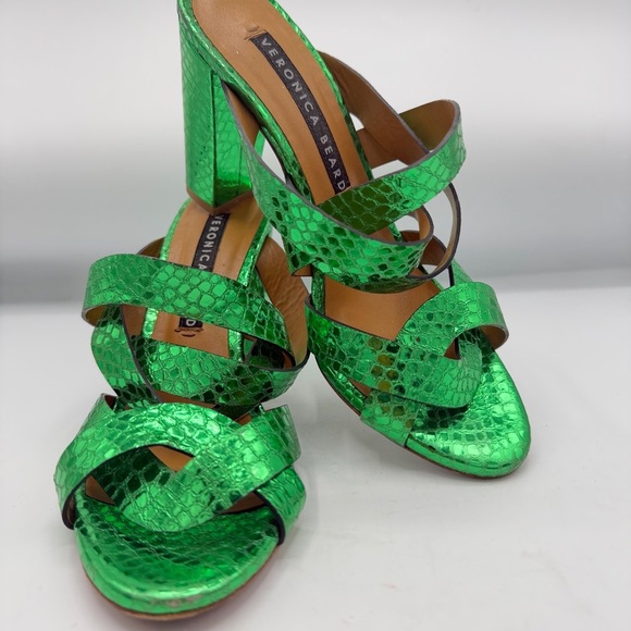 Veronica Beard Shoes - Veronica Beard Emerald Snake Print Mules